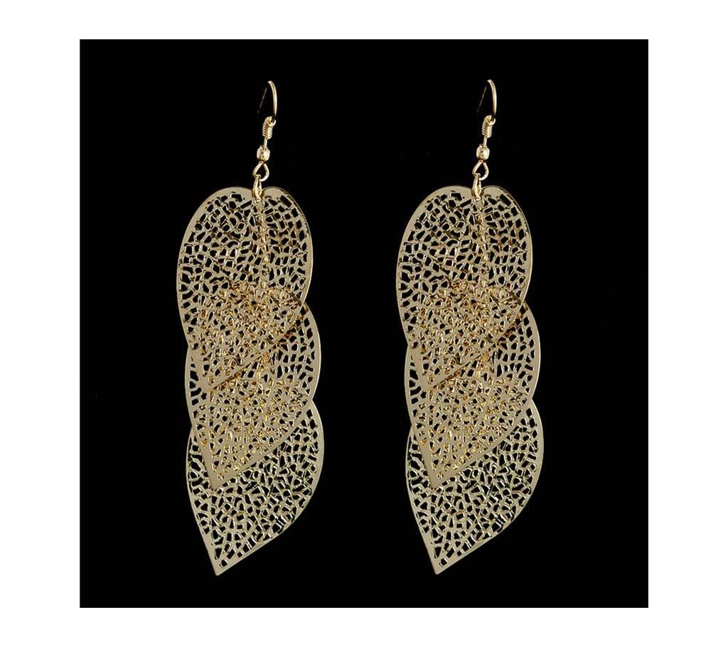 MISANANRYNE Gold Color Dangle Earrings Women Costume Accessories Jewelry Hollow Leaf Shape Long Earring