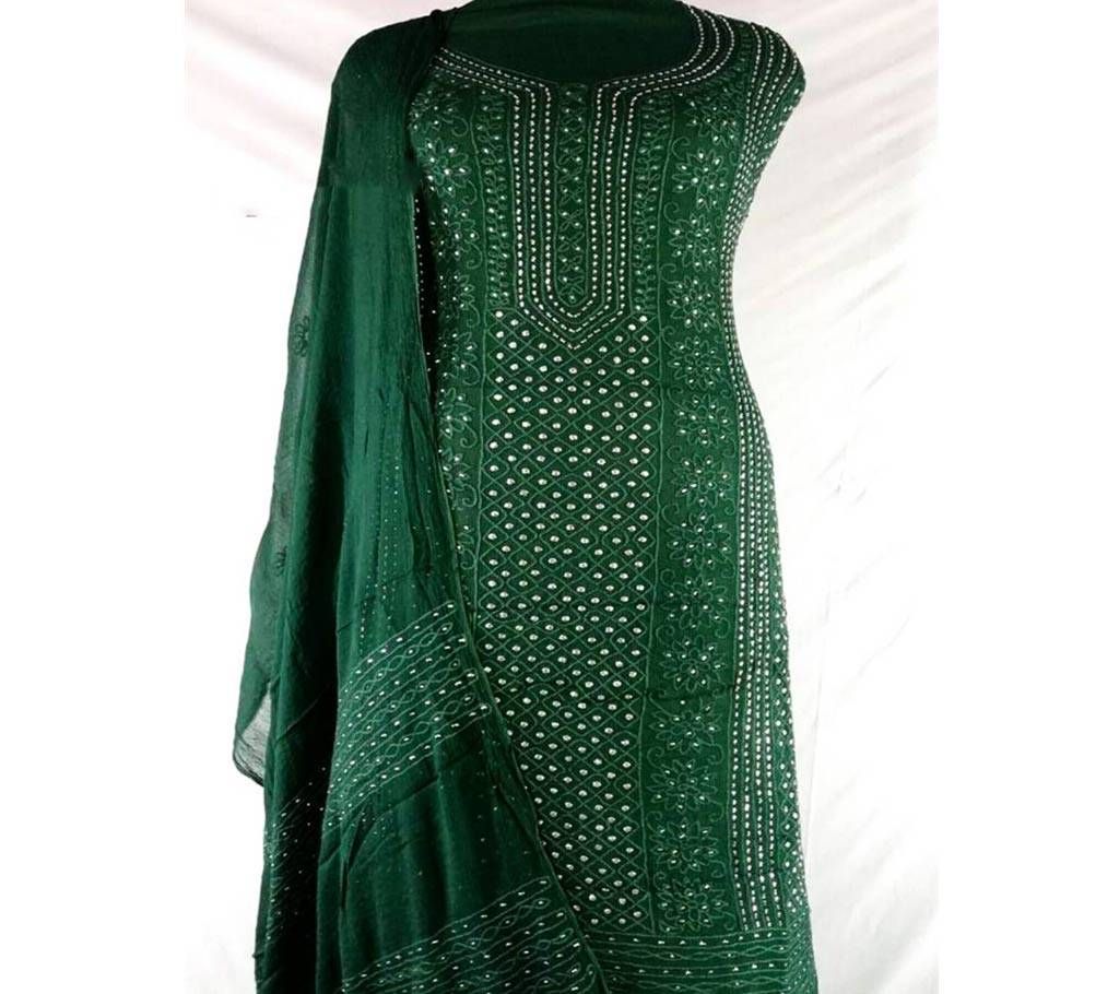 Unstitched Green Kamdani Two Piece Dress 