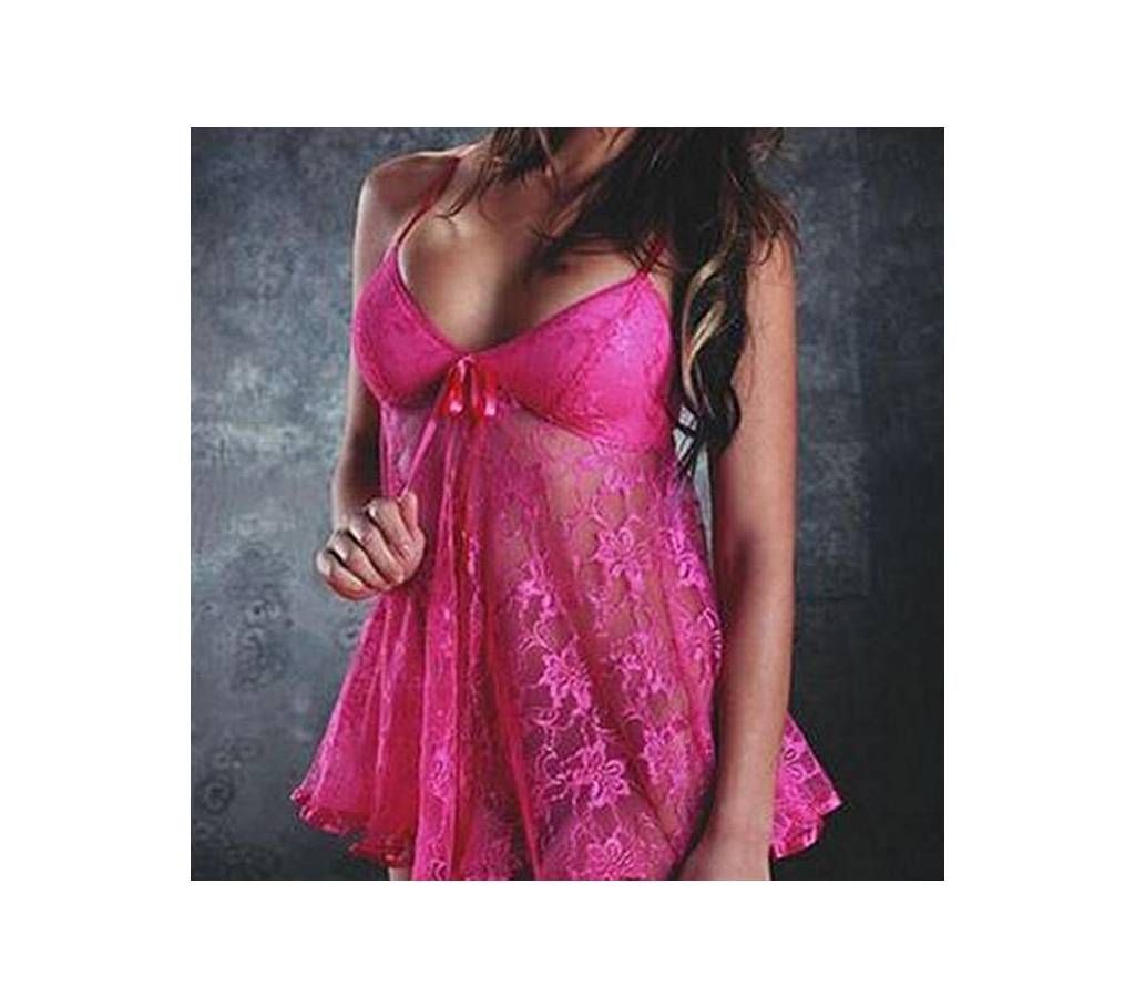 Hot Pink Lace Babydoll Nightwear