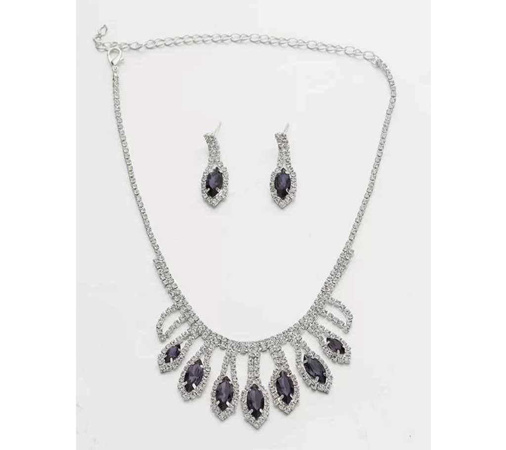 CZ Diamond cut Purple Stone Necklace Set
