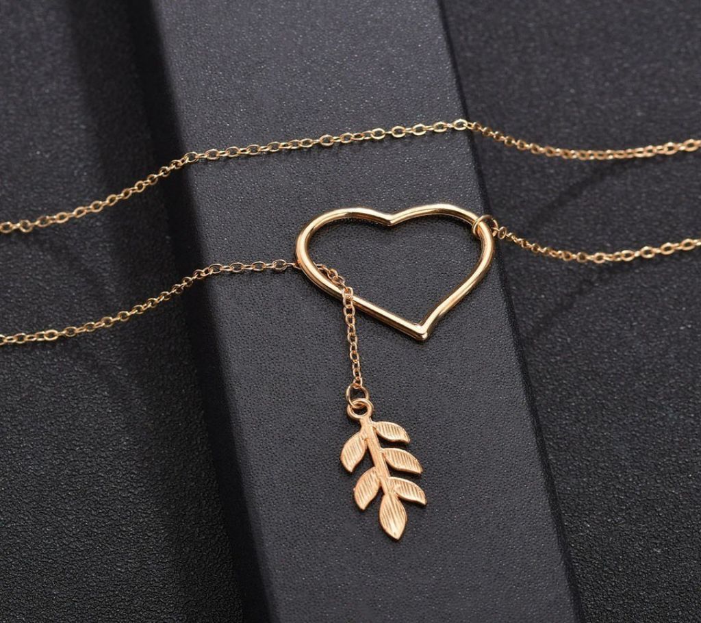 Trendy Concise Heart Leaves Pendant Women Necklace For Women Girls High Quality Minimalism Wedding Long Necklace Jewelry