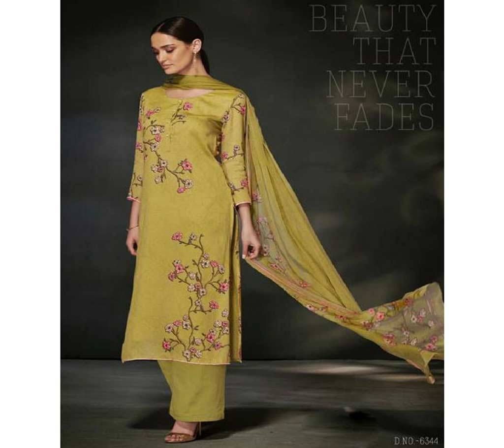 Ganga Garnet - 6344 Unstitched Cotton Silk Suit