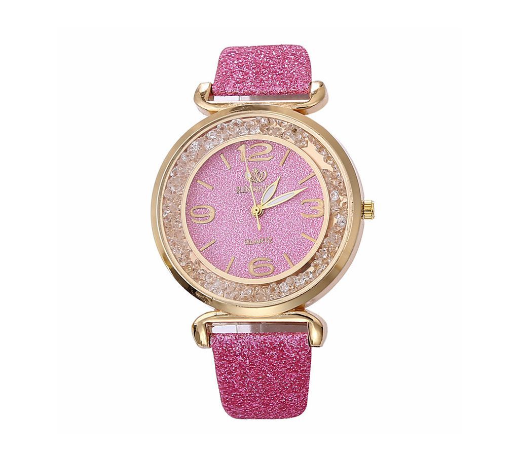 Pink Womens Sparkling Luxury Crystal Rhinestone Stainless Steel Female Watch