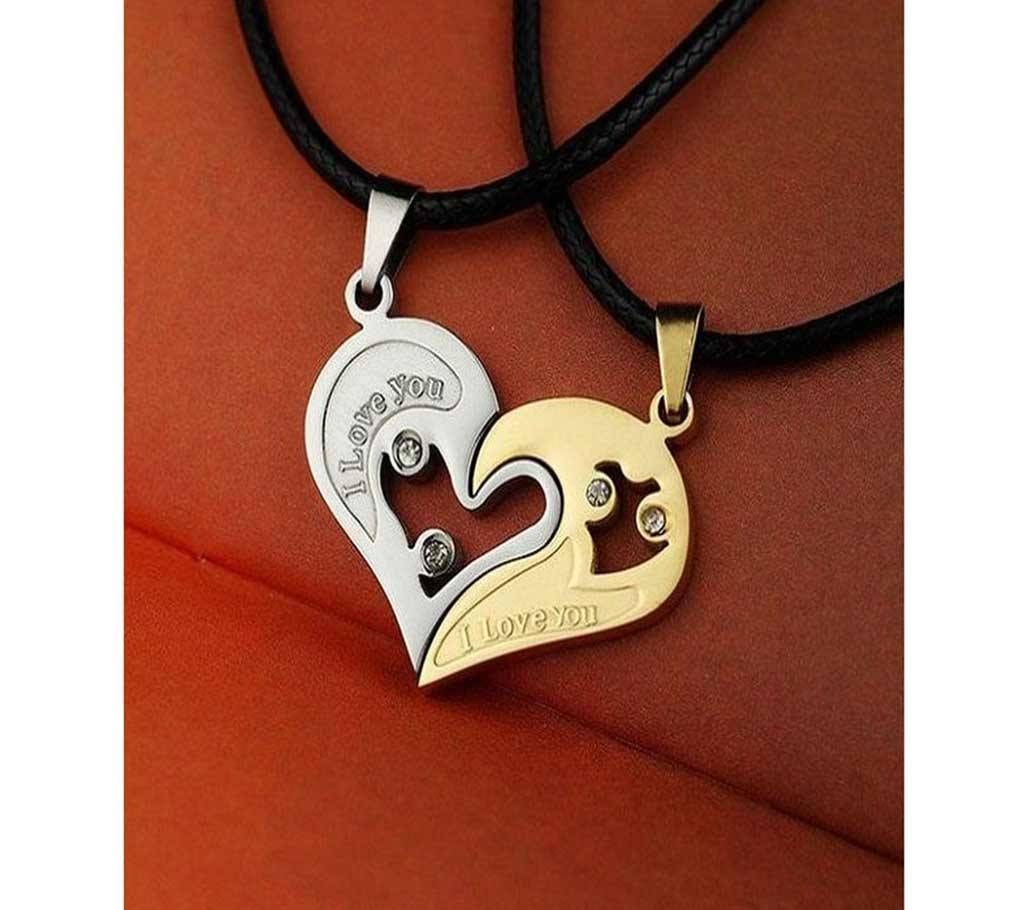 2pcs Heart lovers pendants for women men heart-shaped crystal pendant valentine gift couples pendant with letters I LOVE YOU