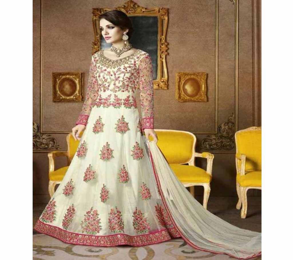 Unstitched Gorgeous Embroidery Georgette Anarkoli Dress  RP 135 replica