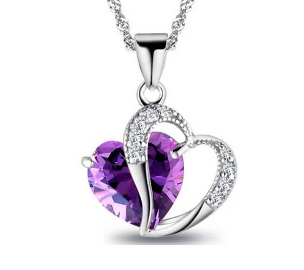 Heart Shape Pendant Purple Colour