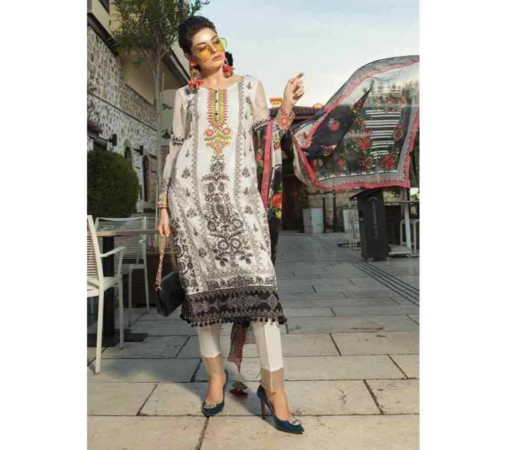 Deepsy Suits Maria B2 Lawn Vol-19 - 800-206 - Off White with Black Design - ASI