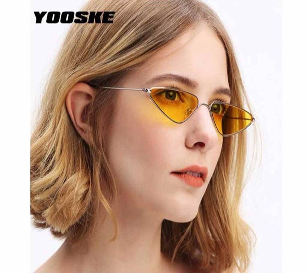 Women Vintage Metal Frame Design Yellow SunGlasses