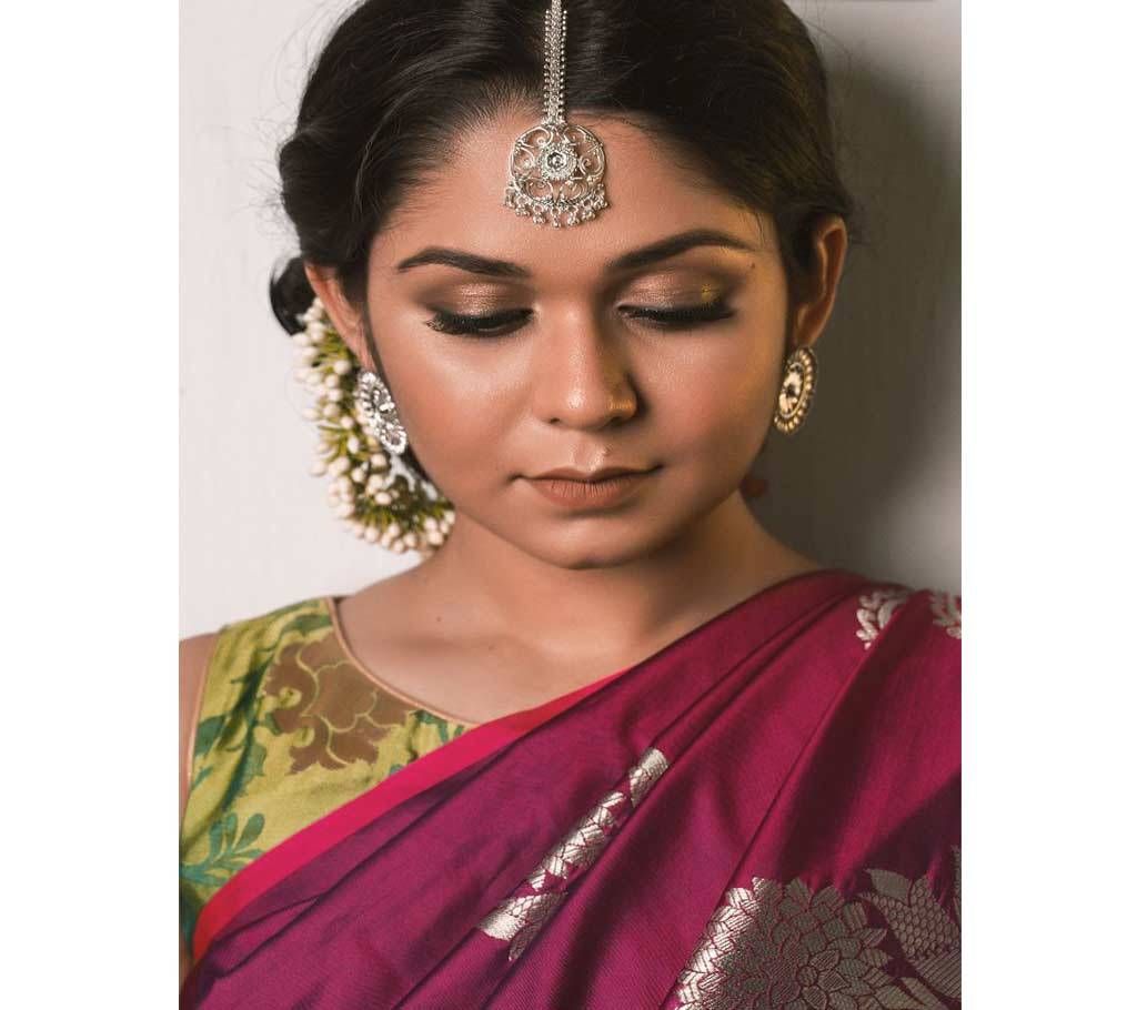 Handmade silver Platted Earrings with Tikli