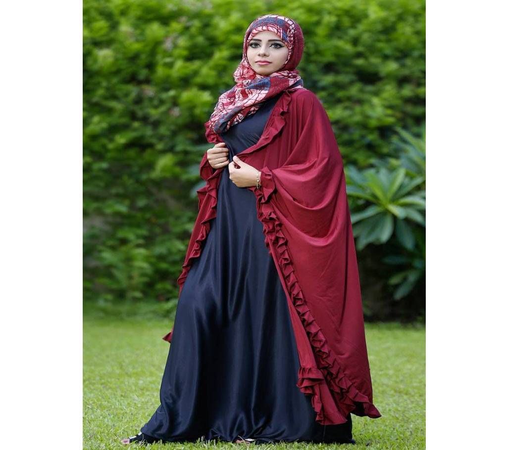 Maroon & Navy-blue Alex  Borka For Women