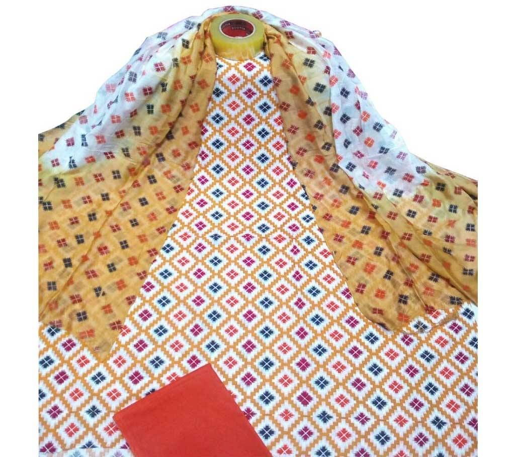 Unstitched skin printed cotton salwar kameez st-1023