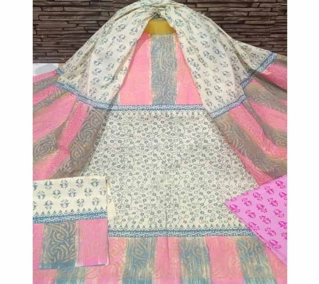 Deshi Cotton Unstitched Screen Printed 3Pcs - C79 - MHG