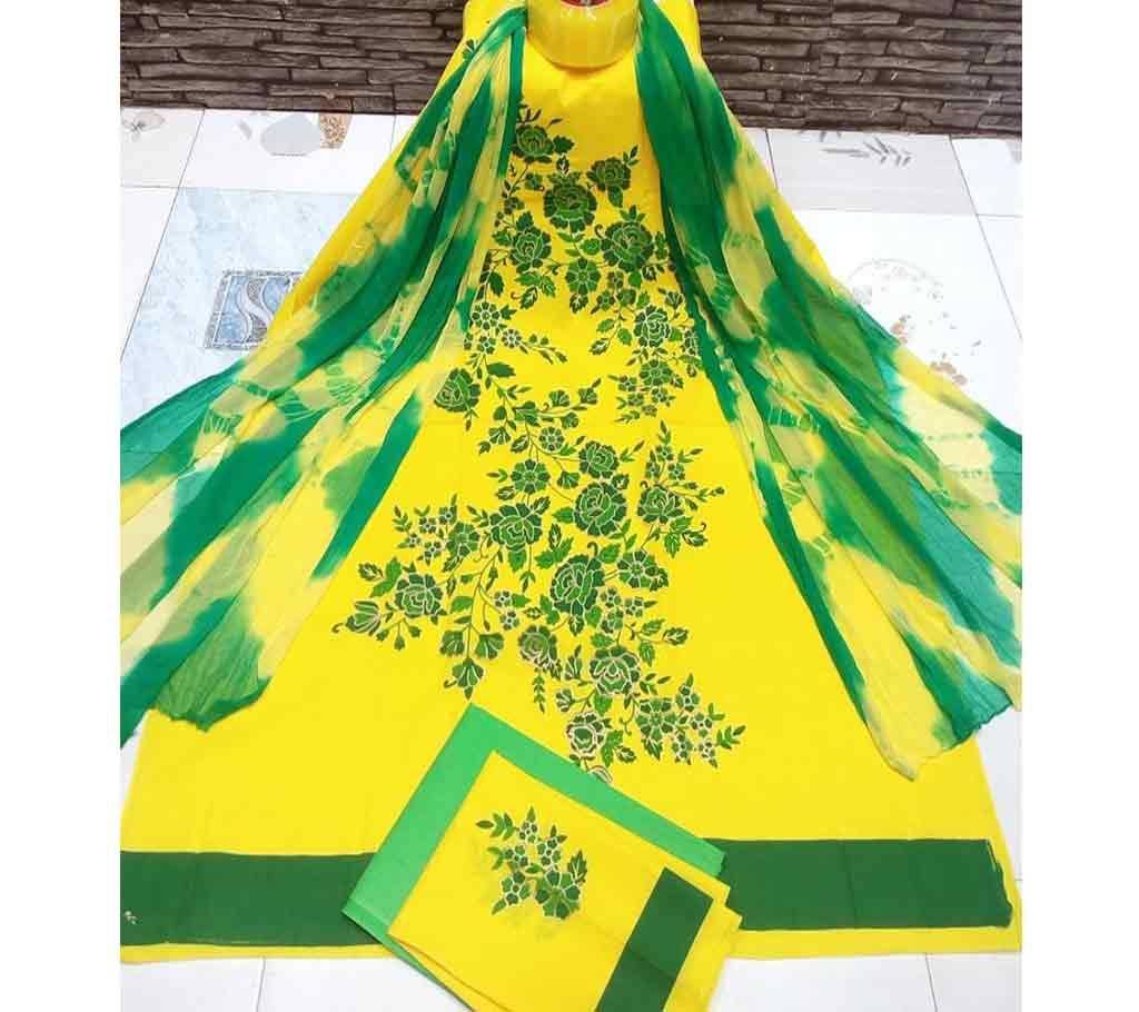 Deshi Cotton Unstitched Screen Printed 3Pcs - C84 - MHG