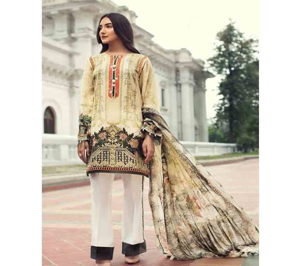 Firdous Exclusive Collection Unstitched Cotton 3Pcs- 6185