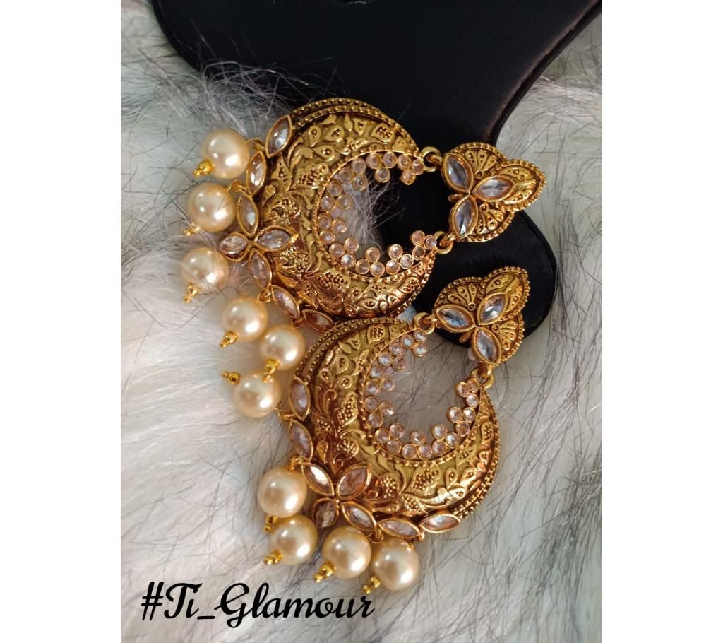 Indian Gold Plated Pearl Earrings.