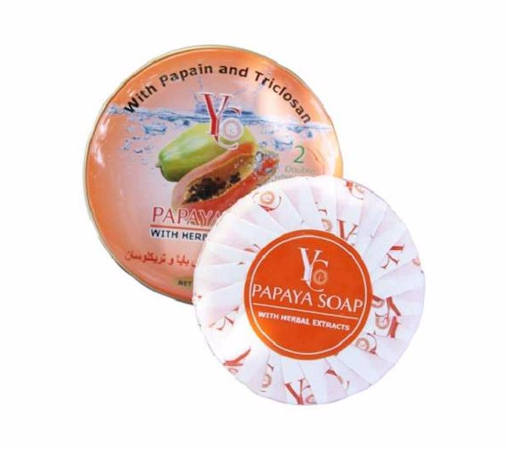 YC Papaya soap in metal box