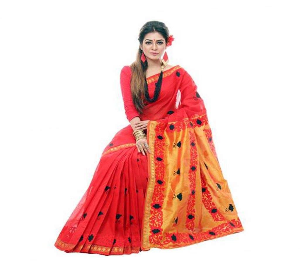 Pure Cotton Hand Embroidery & Cutwork Sharee