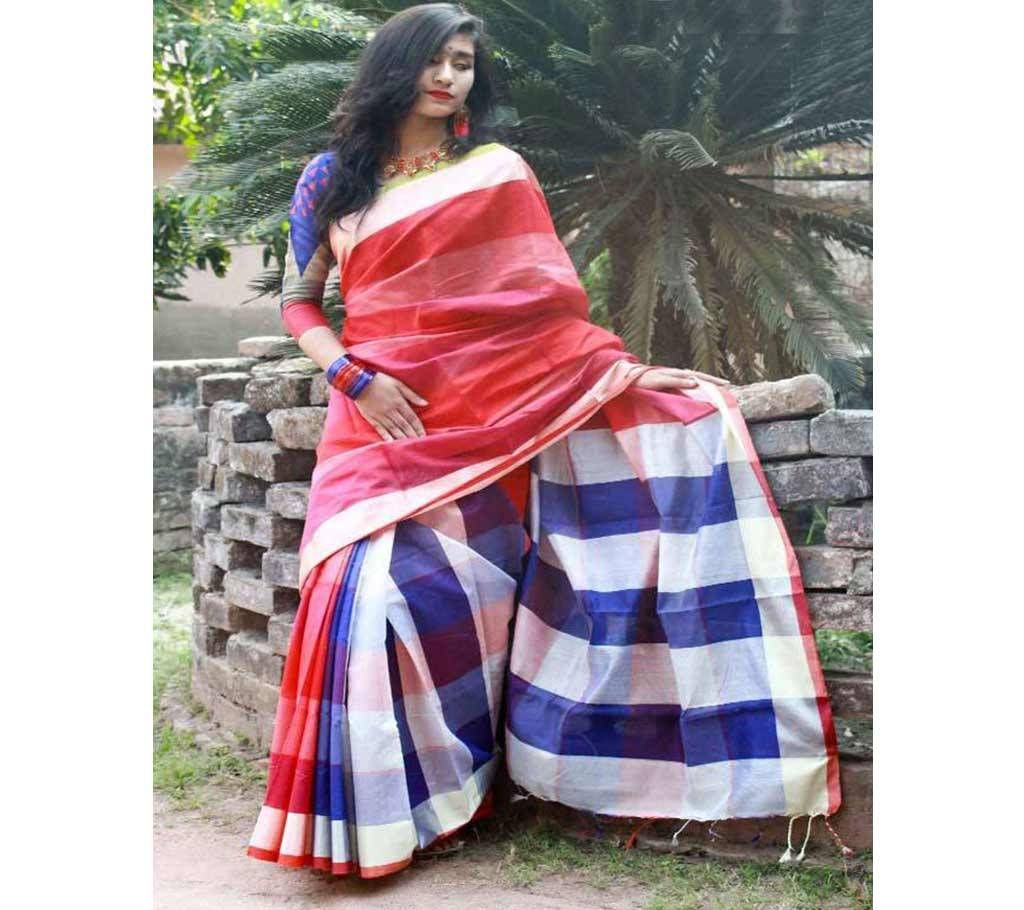 Half Silk Check Saree
