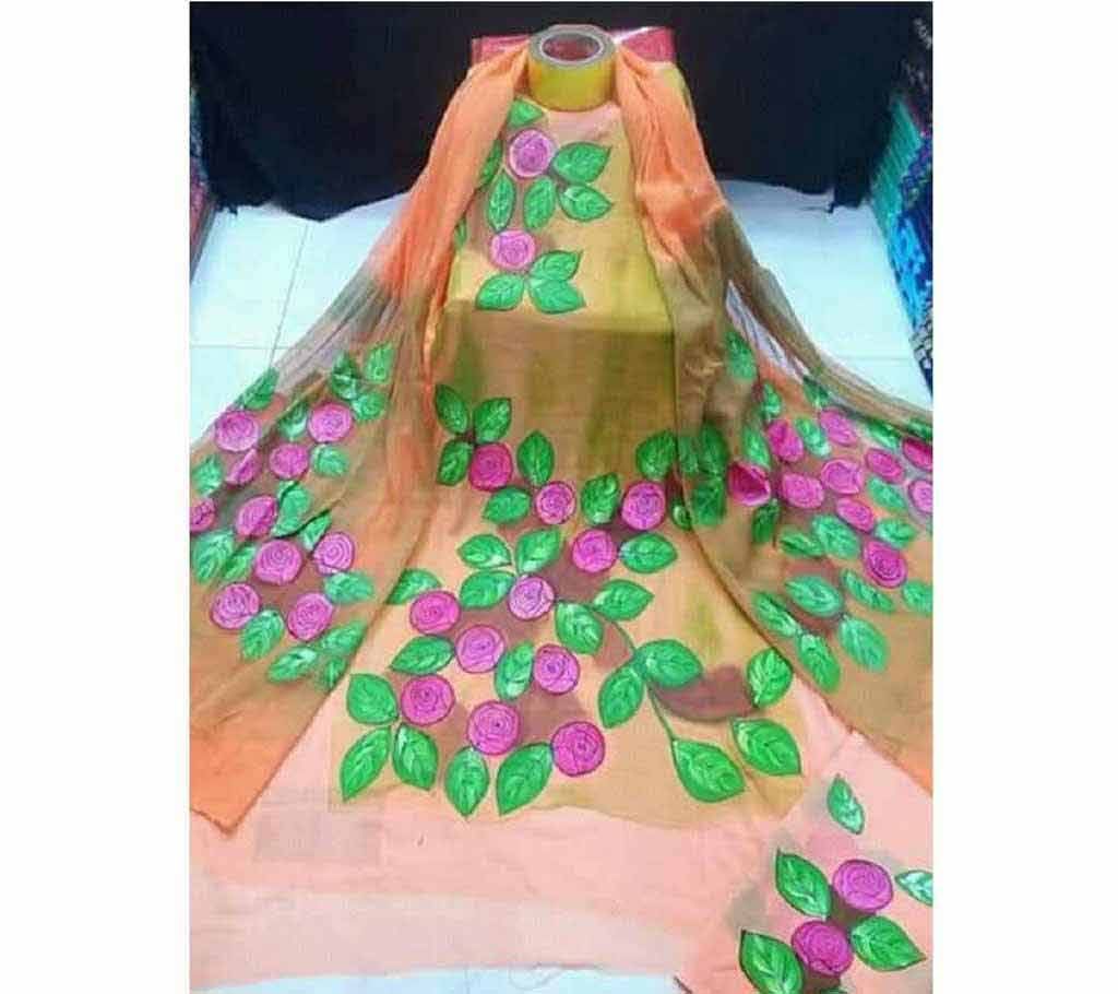 Unstitched Hand Printed Salwar Kameez