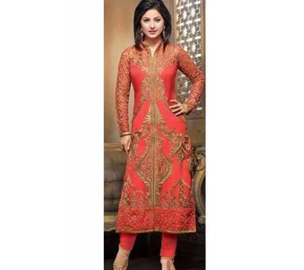Unstitched Georgette Embroidery three Piece Dress - Copy