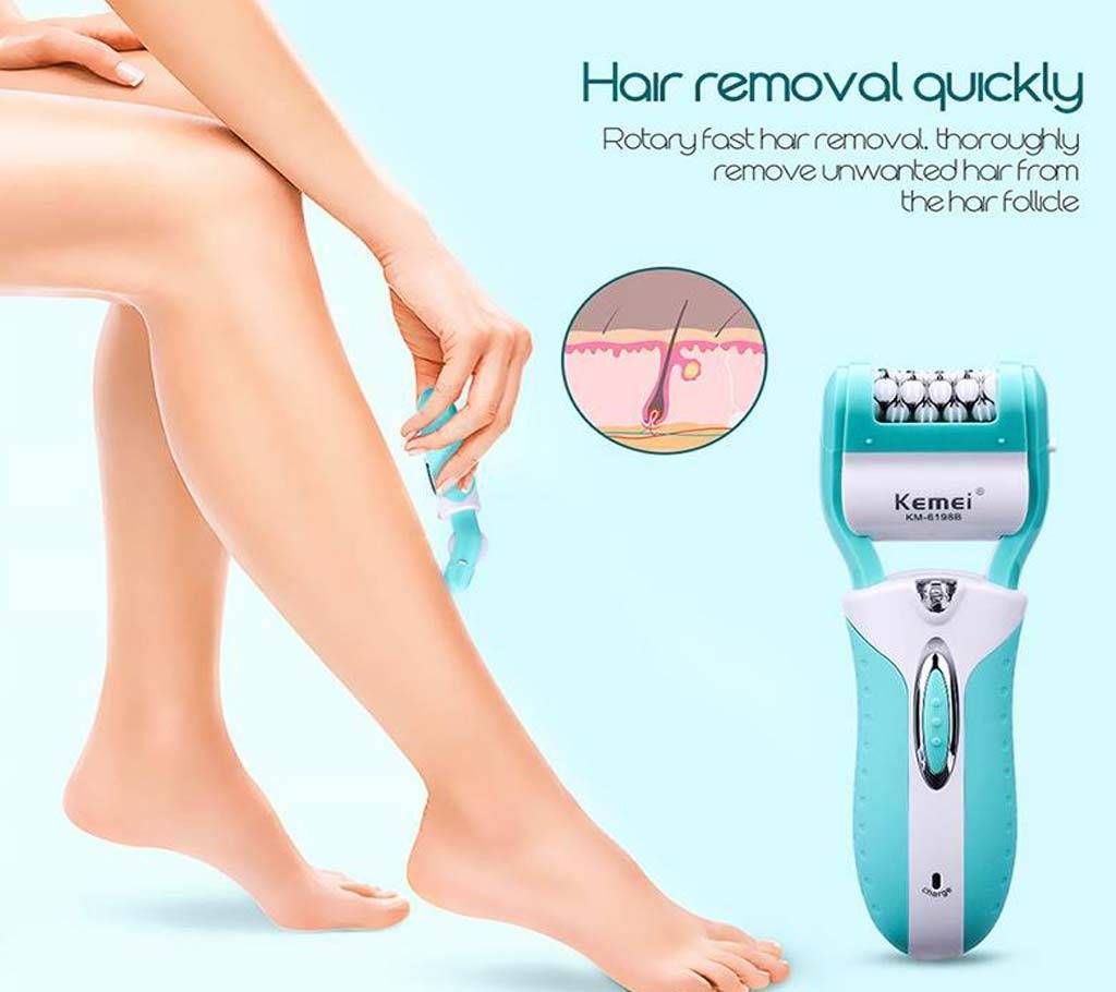 Kemei 3 in 1 Epilator Shaver Dead Skin Callus Remover Rechargeable Women KM-6198B