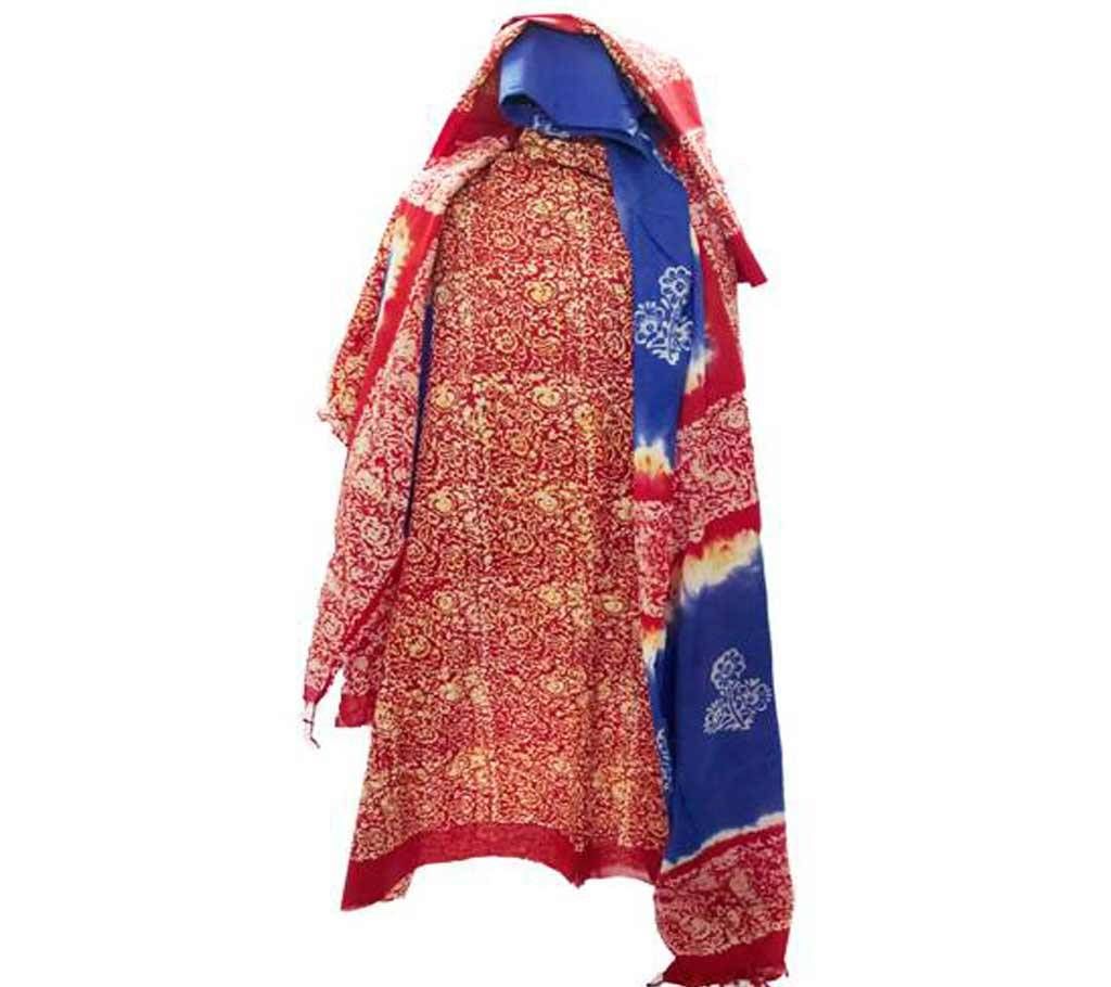 Unstitched Vegetable Batik Thee Piece Dress 