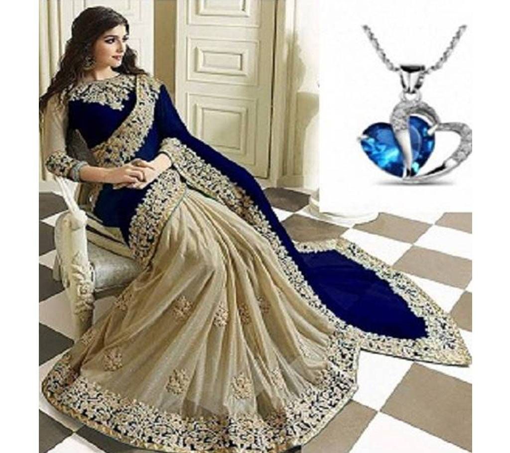 weightless geprgette saree with locket combo-01