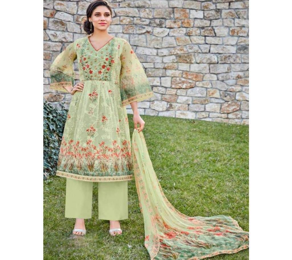 inaam Naira Unstitched Embroidery Cotton Three Piece