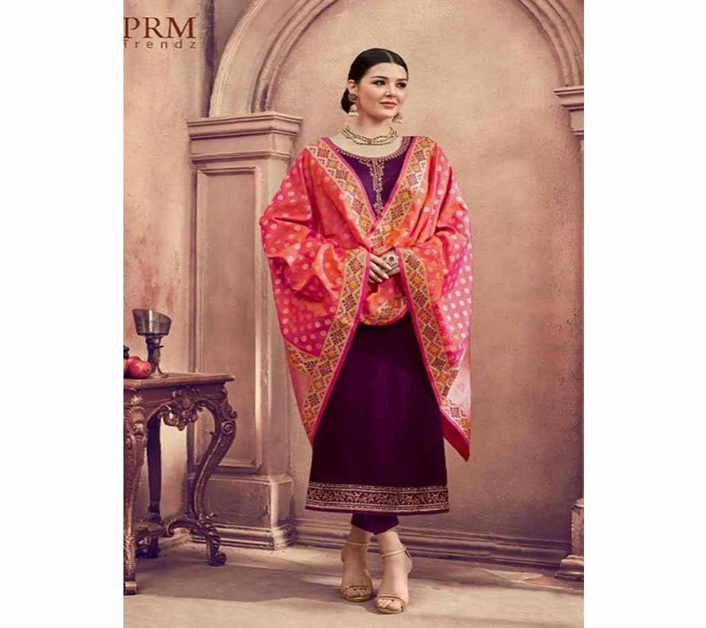 Prm Trendz Ruaab Designer Salwar Suits With Banaras Dupatta - 3047 - Violet Georgette 3Pcs