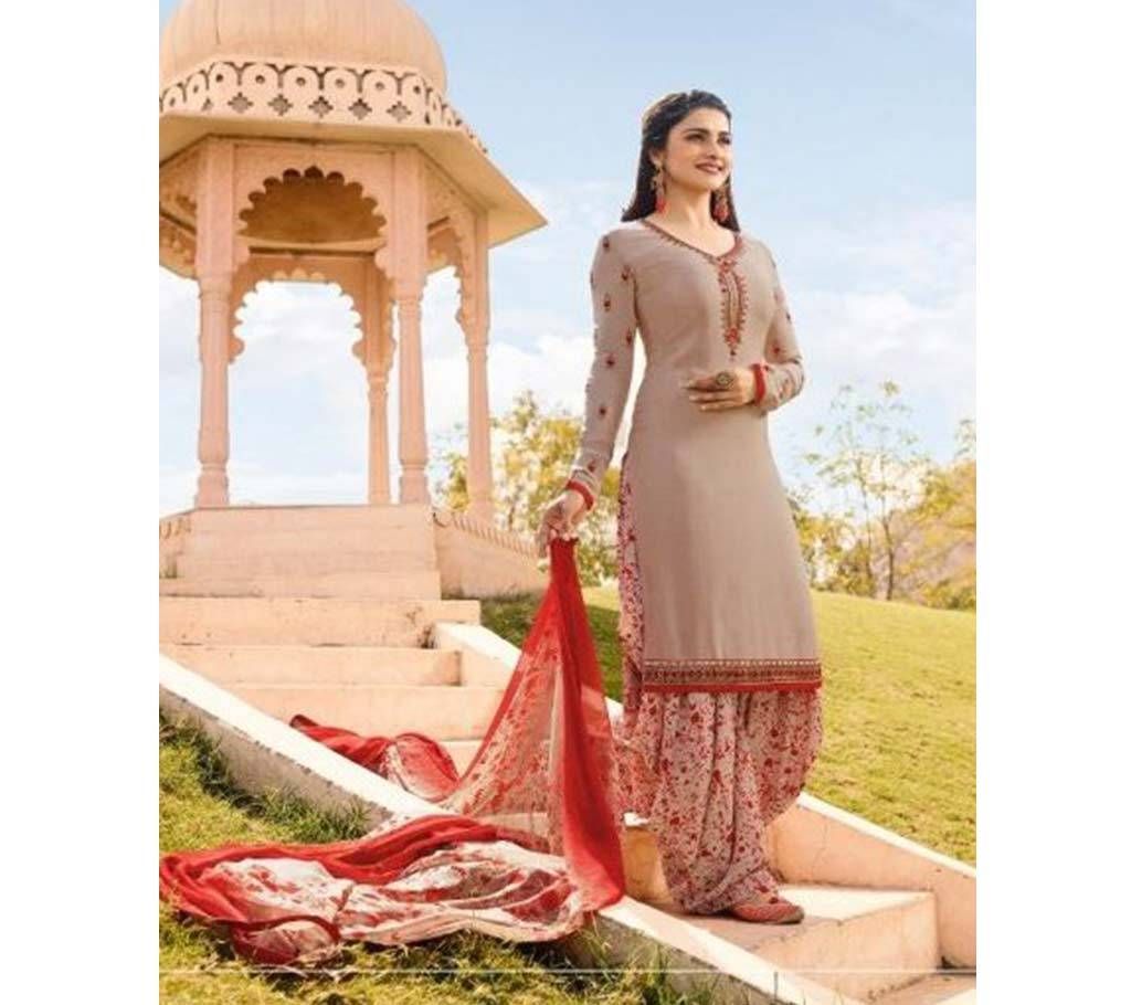 VINAY SILKINA ROYAL CREPE 16 PATIALA STYLE SALWAR KAMEEZ ( Cream-ish)  - Copy