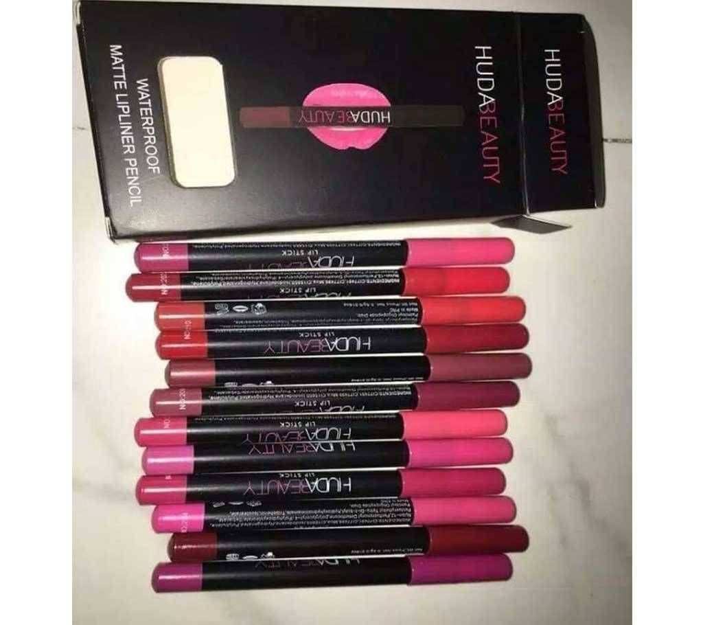 Huda Beauty Pencil Lipstick Set (12pieces)-UK