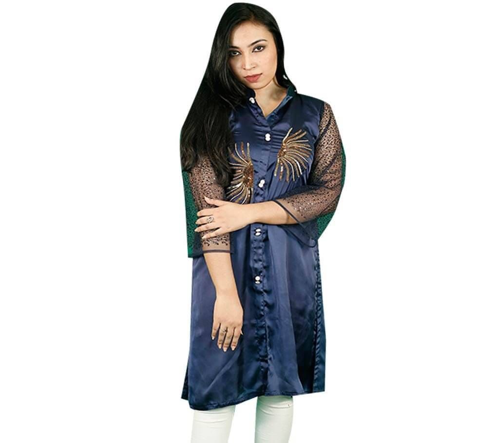 Navy Blue Silk Kurti