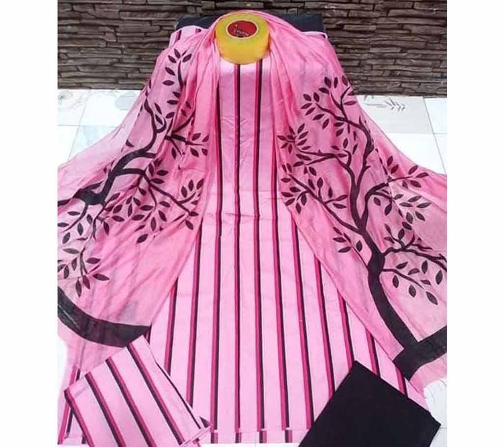 Unstitched Hot Pink Color Cotton screen Printed Salwar Kameez for Women
