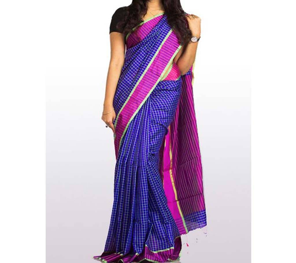 Navy Blue & Purple color Combination Half Silk saree