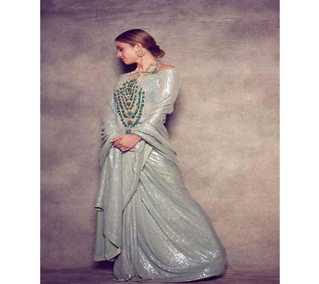 Indian Party Saree - Pastel Blue - AMI