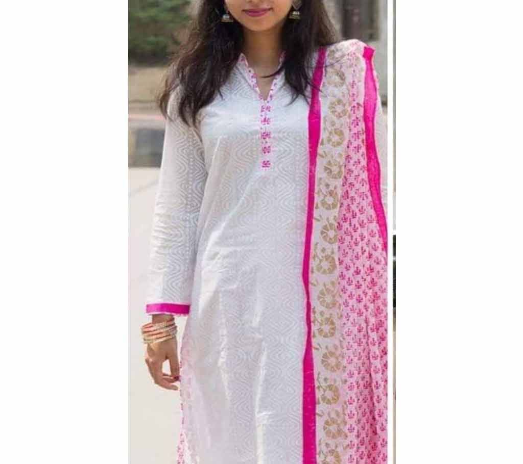 Deshi Cotton Unstitched Screen Printed 3Pcs - C78 - MHG
