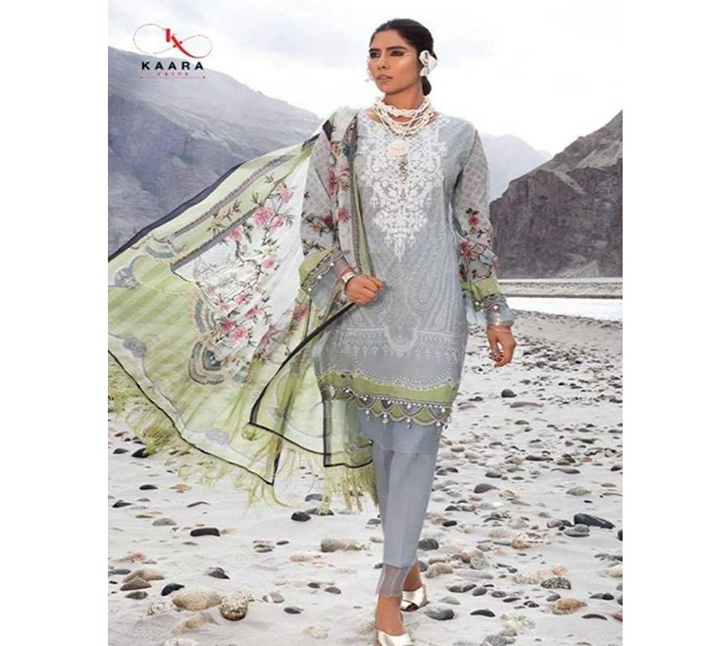 Unstitched Cotton With Embroidery Salwar Kameez For Women 
