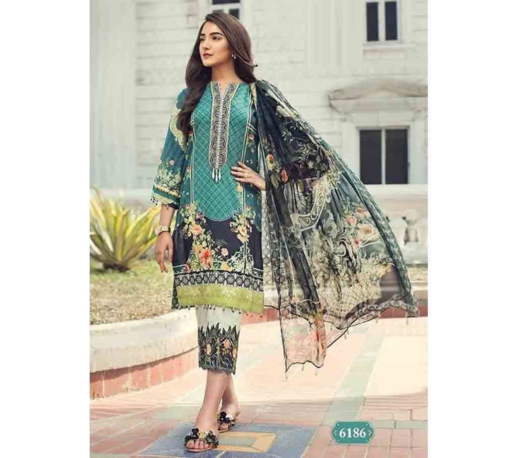 Firdous Exclusive Collection Unstitched Cotton 3Pcs- 6186