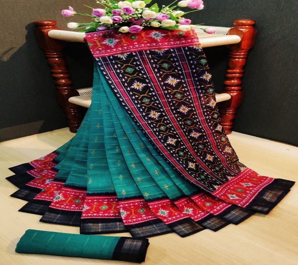 Indian Cotton Ikkat Print Saree 23