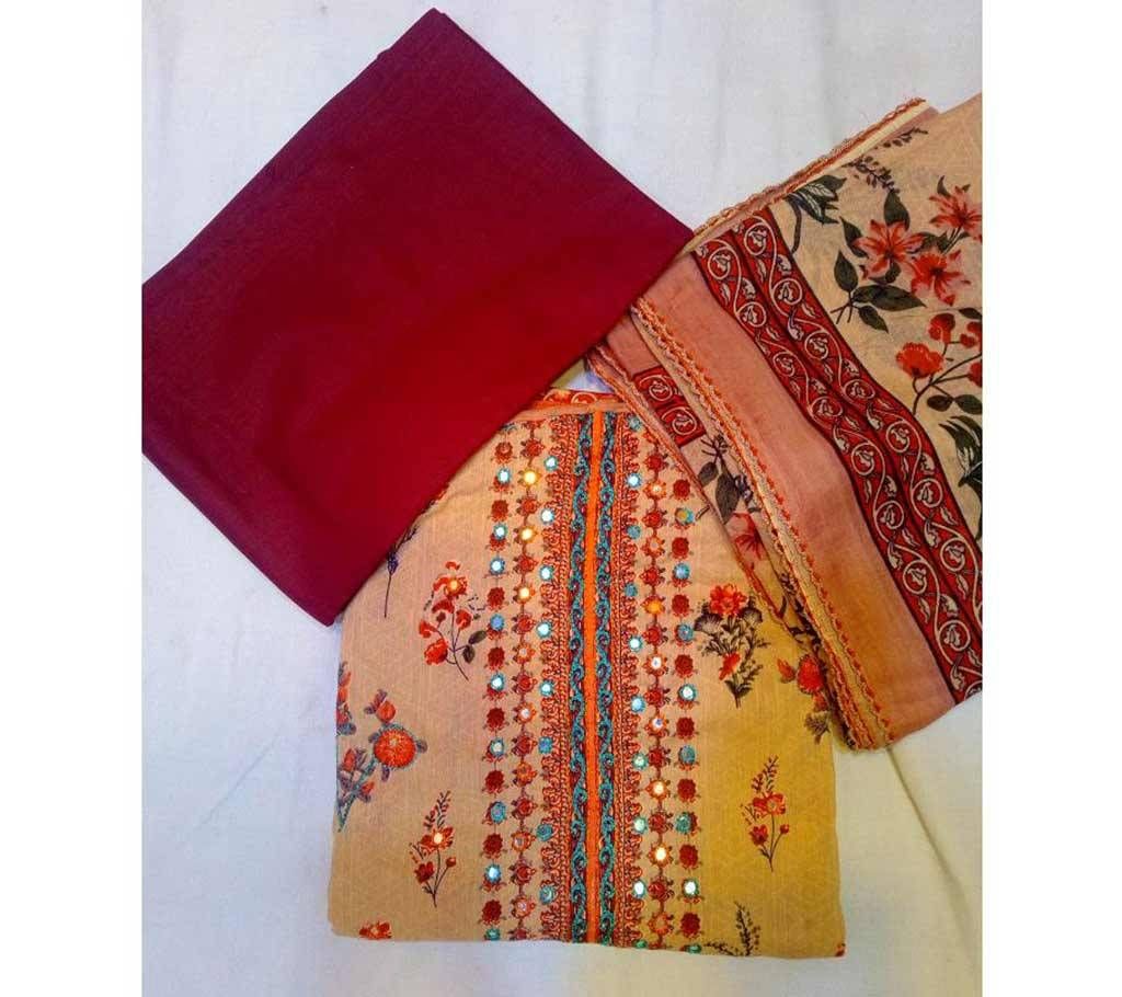 Unstitched Coton Butiques three piece 
