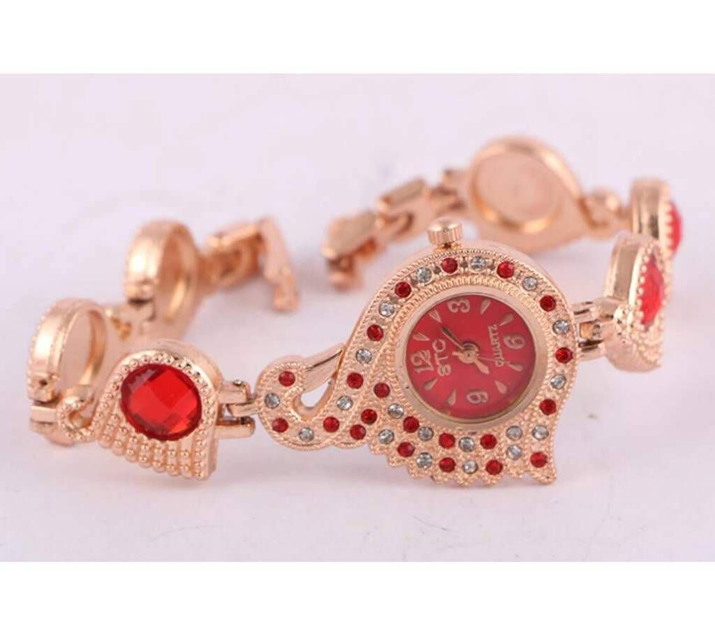 Ladies Golden Red Watch