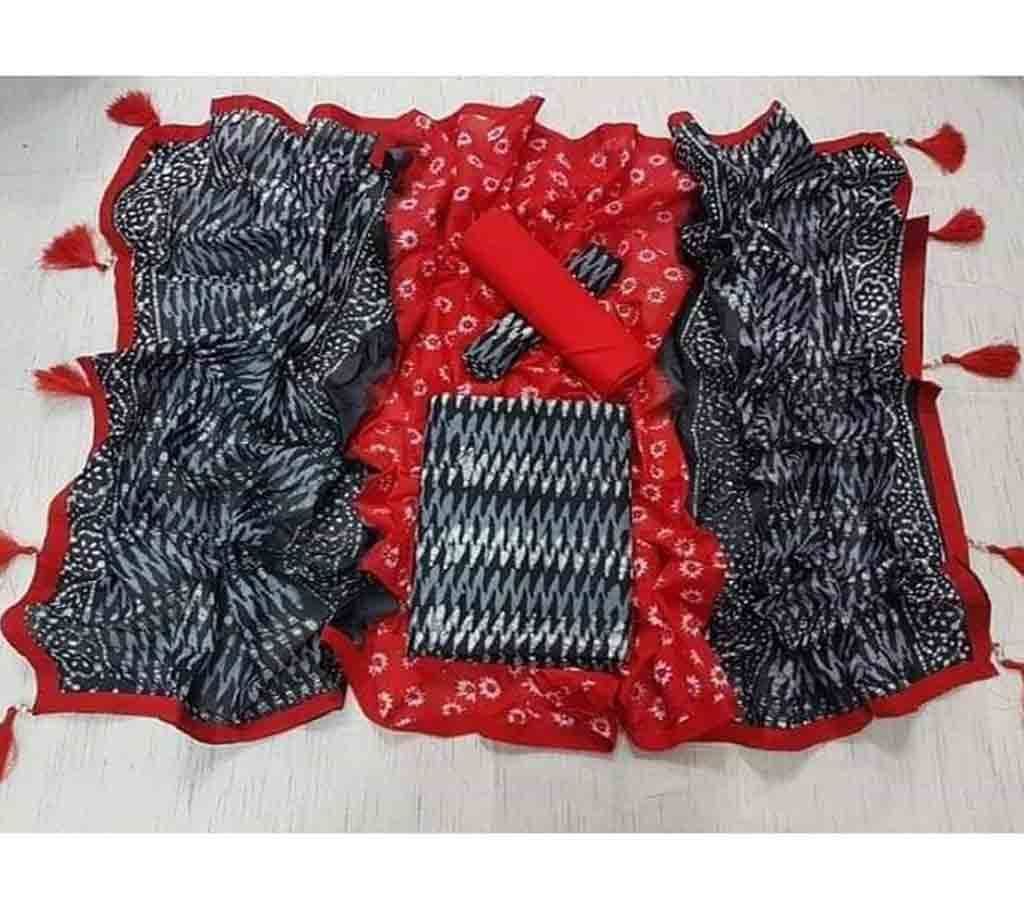 Bexi Voil Leach Vegetable Batik Three Piece For Women-21