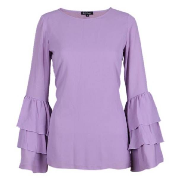 Blue Violet Georgette Casual Long Sleeves Tops