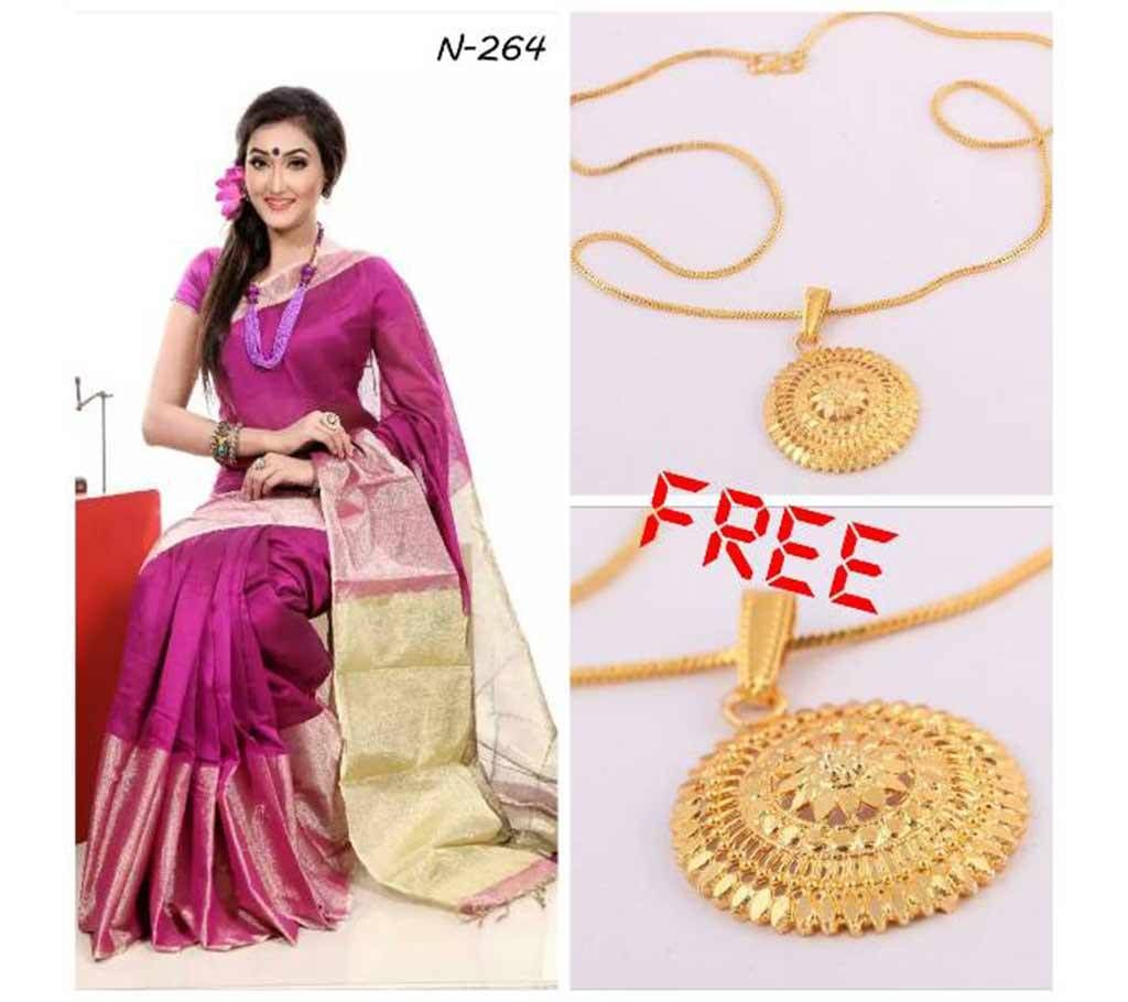 silk highvit jori chapai sharee for valentine with free pendant 