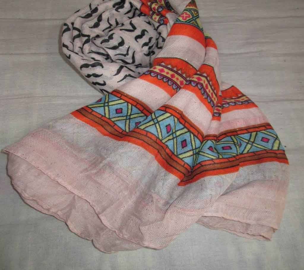 Ladies Printed Orange Cotton Hijab