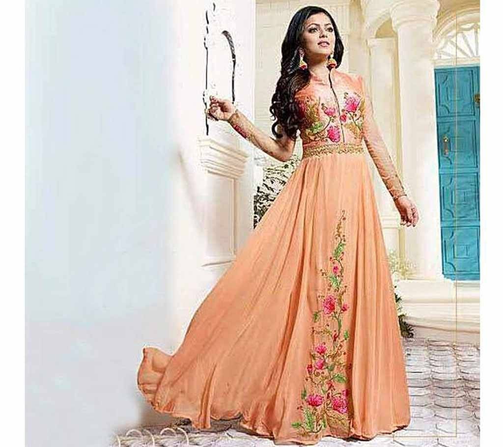 Unstitched Coral Embroidery Georgette Gown (Copy)