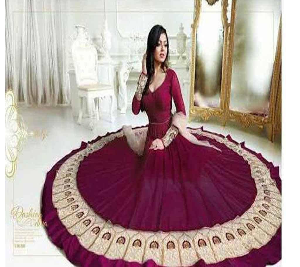 Unstitched Embroidery Georgette Gown - Copy