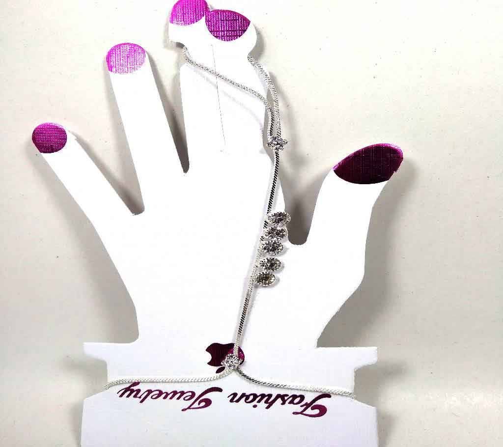 Finger chain bracelet with stone work 