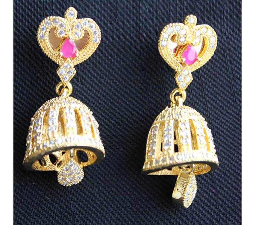 American Diamond Cut Jhumka Ear Ring-342