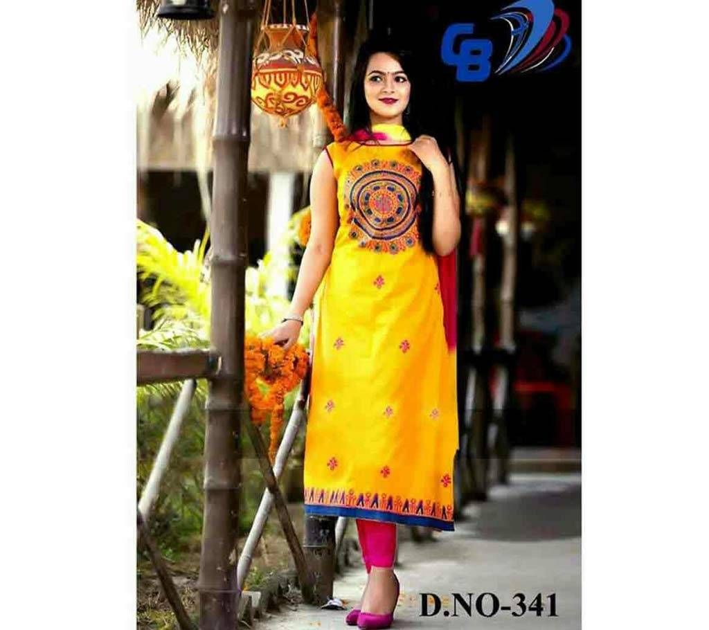 Unstained block printed cotton three-piece - Replica 